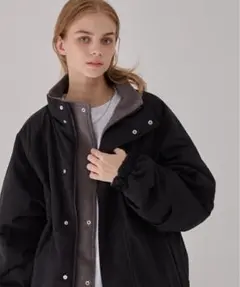 リバーシブル ナイロン×フリース オーバートラックブルゾン ブラック×グレー