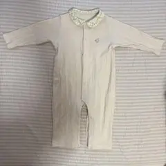 hoppetta 刺繍襟 リブロンパース アイボリー 日本製
