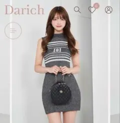 Darich パイルロゴボーダーミニニットワンピース