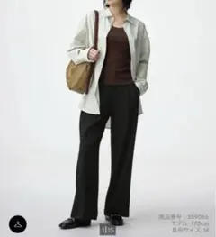 GU タックワイドパンツ ブラック 丈短め