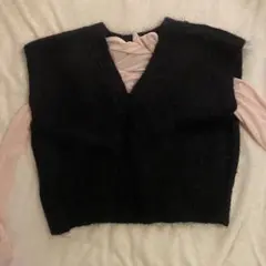 黒いニットベスト Vネック ノースリーブ used