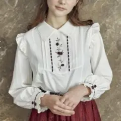 【未使用】アクシーズファム　ローズリボンブラウスプルオーバー　アイボリー　F