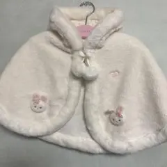 極美品メゾピアノ♡うさぎのお耳の可愛い〜ふわふわマイクロファーマント70〜90