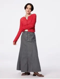 GU　ライトデニムフレアマキシスカート　XL