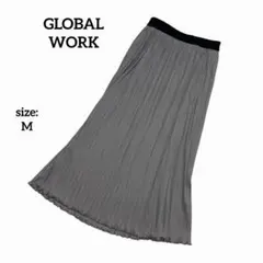 【美品】 グローバルワーク ロングスカート プリーツ ゴムウエスト 裾フリル 春