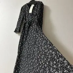 花柄フレアスリーブマキシドレス