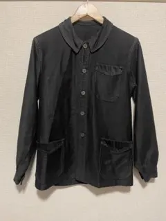 50s フレンチ Vポケ ブラックモールスキンジャケット カバーオール 黒