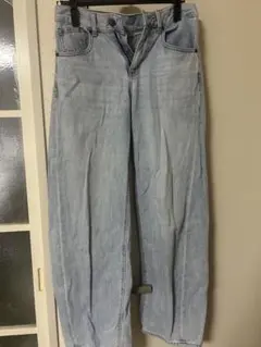 GU ライトブルー ワイドレッグデニムパンツ