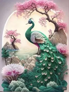 ダイヤモンドアート　孔雀　花　風景　キット　ビーズアート　鳥　インテリア
