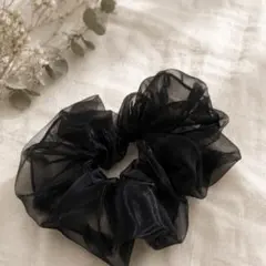 핸드메이드 ♡ 빅 스크런치 블랙 스크런치 블랙 오간자