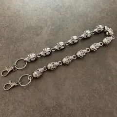 スカル　ウォレットチェーン ドクロ　骸骨 アメカジ 財布 シルバー ブラック