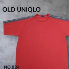 OLD UNIQLO 赤 Tシャツ グレーライン サラサラ生地 通気性