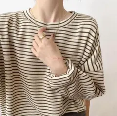 ボーダー レディース カットソー ゆったり 韓国 長袖