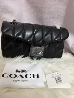COACH ブラック ショルダーバッグ キルティング26cm