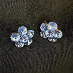 花形ラインストーンピアス（青・金）