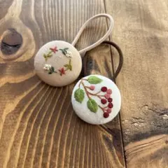 刺繍デザイン ヘアゴム 2個セット