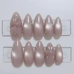 【現品】ネイルチップ 韓国風 マグネット シンプル クロムパーツ コーラル 大人