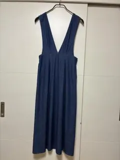 n*☆様 ダークブルー Vネック ロングワンピース