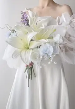 アーティフィシャルフラワーブーケ　前撮り　結婚式　ウェディング　カサブランカ