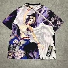 XL】抜刀娘 美麗 MIREI 和柄 天使 刺青 半袖Tシャツ 刺青ガール 黒 