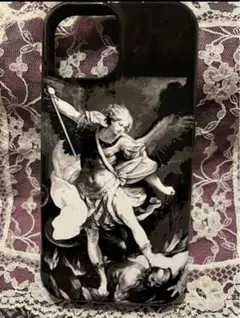 【最終値下げ】iPhone15 ケース　大天使聖ミカエル　ポリカーポネート　黒