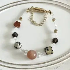 ブレスレット　パワーストーン 天然石 ハンドメイド(オレンジムーンストーン使用)