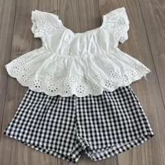 フリル付きトップスとショートパンツセット女の子100cmセットアップギャル