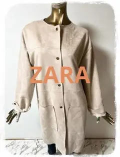 ☘️T20375☘️ZARA フェイクスエード ロングコート Mのサムネイル