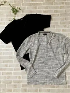 PLUS ONE・semantic design VネックTシャツ S 2枚組のサムネイル