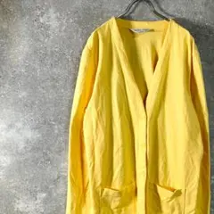 希少 ランズエンド スウェットカーディガン　長袖　イエロー　ットン100%