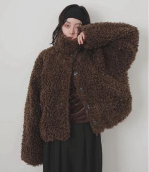 プードルファーミドルジャケット/ブラウン　ECICAエシカリアンLIAN