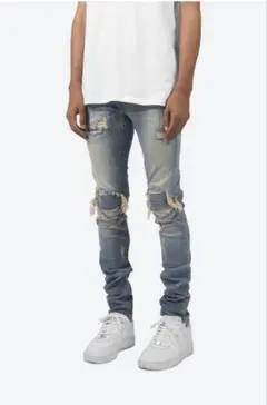 【希少】mnml スキニーデニム ライトブルー ダメージ加工