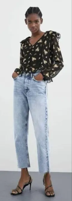 ZARA 花柄　ブラウス　S