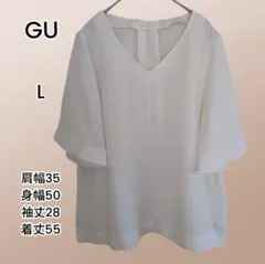 GU 半袖ブラウス Lサイズ 白 ホワイト
