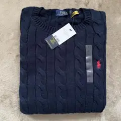 POLO RALPH LAURENネイビー紺ケーブルニット Ｌ