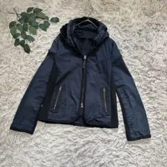 6739✾ブラッシュ✾ジップアップブルゾン【M】ブラック/フード収納/ジャケット