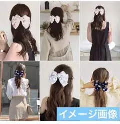 花柄ヘアリボンセット（4個）バレッタ ヘアゴム ヘアアクセサリーリボン