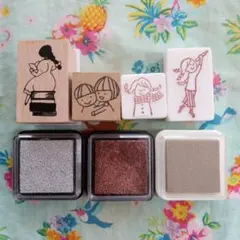 はんこ スタンプ　まとめ売り ② 作家様 女の子 インク付き