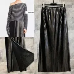 ZARA 【WBコレクション／未使用】　メタリック　シルバー　プリーツ　スカートのサムネイル