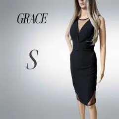 ノースリーブ シースルー ミディワンピ キャバドレス