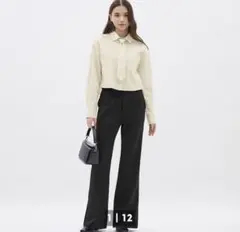 GU ストレッチフレアパンツ　ブラック S
