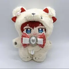 ぬいぐるみ用 リボンスタイ〈レッド×ホワイト〉ぬい服 アクセサリー