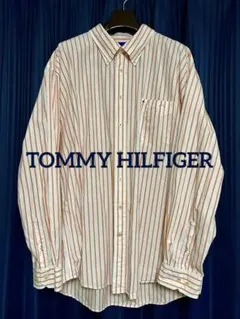 【古着】TOMMY HILFIGER XXL ストライプシャツ【女性にも是非】