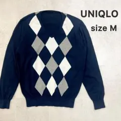 美品★UNIQLO★ユニクロ★アーガイル柄★Vネックニット★セーター★薄手