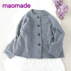 美品mao madeウールノーカラージャケット 日本製 グレー フリーサイズ