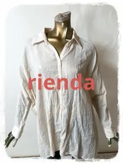 ☘️T18874☘️rienda ストライプオーバーサイズ長袖シャツ F