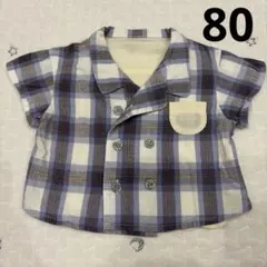 après les cours チェック柄 半袖シャツ 80