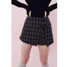 epine ribbon skirt pants チェック blackのサムネイル