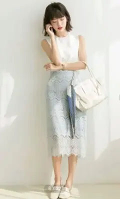 レース タイトスカート ライトブルーのサムネイル