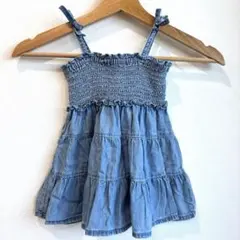 babyGAP デニム風ワンピース 80cm 女の子 ベビー ギャップ リボンのサムネイル